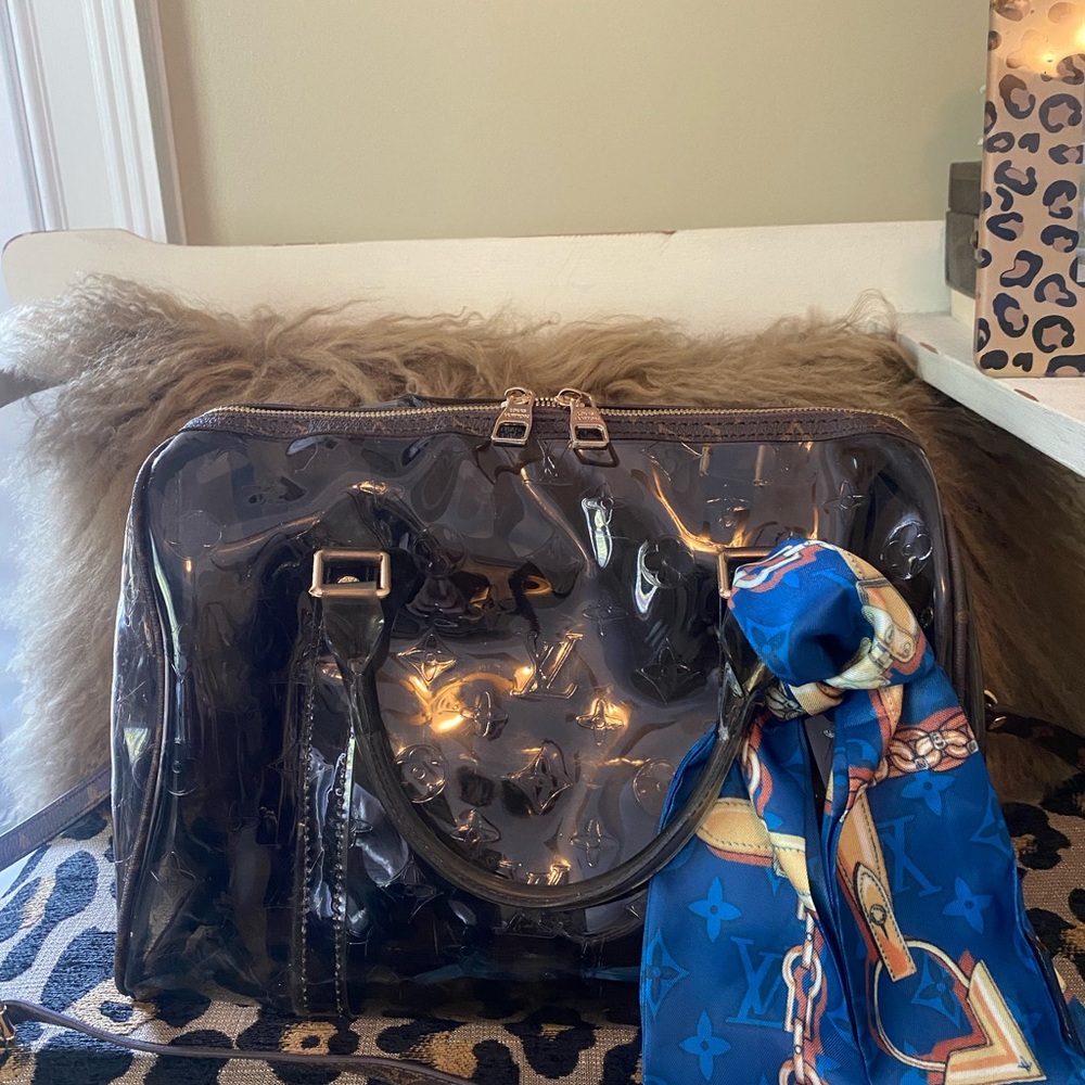 Brown clear satchel bag with Twilly - Picture 12 of 15